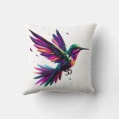 Colibrí Arcoíris Geométrico – Arte Moderno Vibrant クッション (裏面)