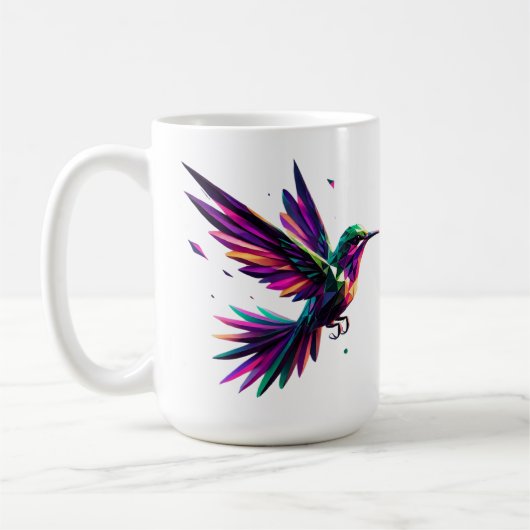 Colibrí Arcoíris Geométrico – Arte Moderno Vibrant コーヒーマグカップ (左)