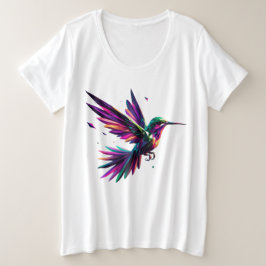 Colibrí Arcoíris Geométrico – Arte Moderno Vibrant プラスサイズTシャツ