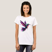 Colibrí Arcoíris Geométrico – Arte Moderno Vibrant Tシャツ (正面フル)