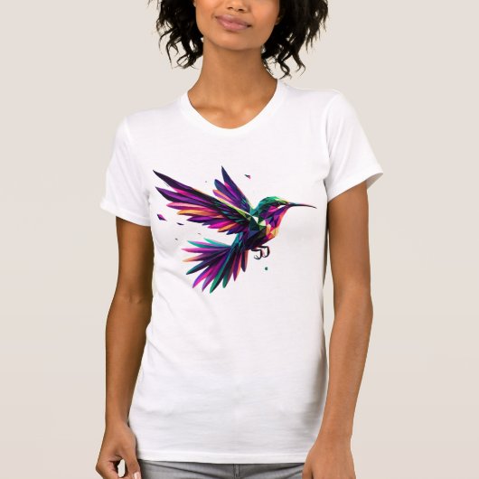 Colibrí Arcoíris Geométrico – Arte Moderno Vibrant Tシャツ (正面)