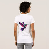 Colibrí Arcoíris Geométrico – Arte Moderno Vibrant Tシャツ (裏面フル)