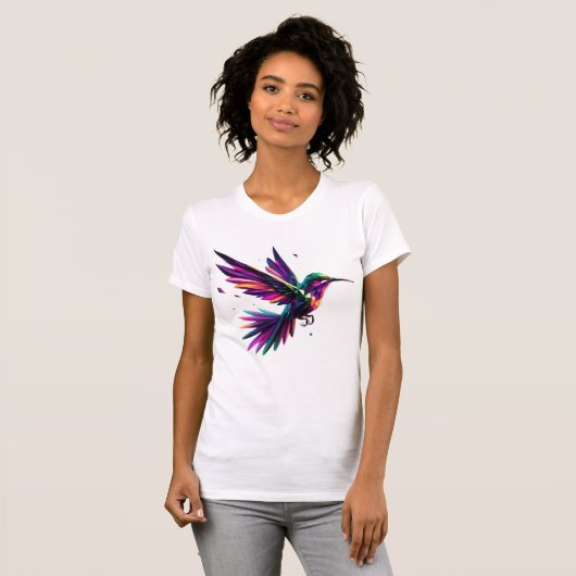 Colibrí Arcoíris Geométrico – Arte Moderno Vibrant Tシャツ (正面フル)