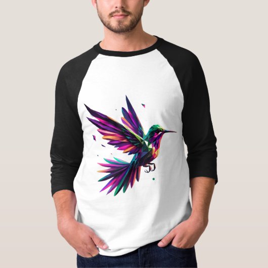 Colibrí Arcoíris Geométrico – Arte Moderno Vibrant Tシャツ (正面)