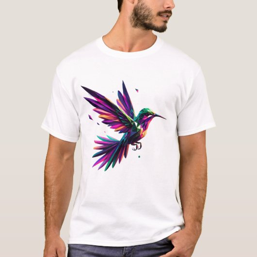 Colibrí Arcoíris Geométrico – Arte Moderno Vibrant Tシャツ (正面)