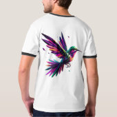 Colibrí Arcoíris Geométrico – Arte Moderno Vibrant Tシャツ (裏面)
