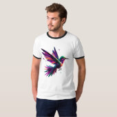 Colibrí Arcoíris Geométrico – Arte Moderno Vibrant Tシャツ (正面フル)