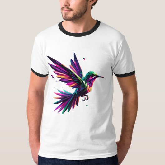 Colibrí Arcoíris Geométrico – Arte Moderno Vibrant Tシャツ (正面)