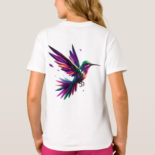 Colibrí Arcoíris Geométrico – Arte Moderno Vibrant Tシャツ (裏面)