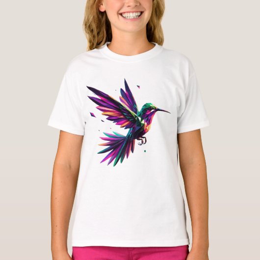 Colibrí Arcoíris Geométrico – Arte Moderno Vibrant Tシャツ (正面)