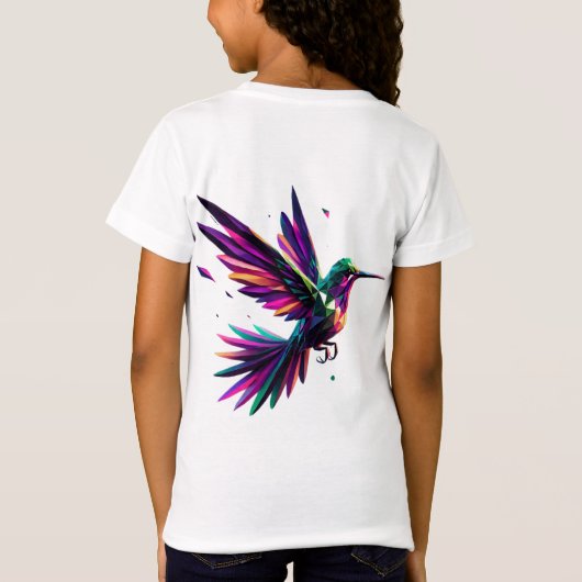 Colibrí Arcoíris Geométrico – Arte Moderno Vibrant Tシャツ (裏面)
