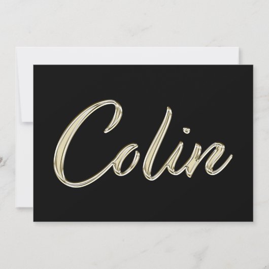 Colin Name white gold Handwriting Karte カード (正面)