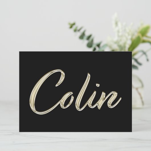 Colin Name white gold Handwriting Karte カード (スタンド正面)