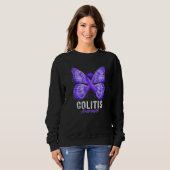 Colitis Awareness Month Butterfly Purple Ribbon Pr スウェットシャツ (正面フル)