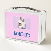 COLLAGEフォトランチボックスピンク、パープルカスタマイズト メタルランチボックス (裏面)