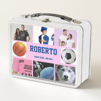 COLLAGEフォトランチボックスピンク、パープルカスタマイズト メタルランチボックス