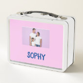 COLLAGEフォトランチボックスピンク、パープルカスタマイズト メタルランチボックス (裏面)