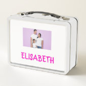 COLLAGEフォトランチボックスピンク、パープルカスタマイズト メタルランチボックス (裏面)