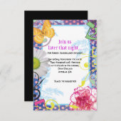 COLLAGE熱狂するバルミツワーパーティーカード 招待状 (正面/裏面)