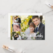 Collage モダン 4写真結婚S Thank You カード (正面/裏面インサイチュ)