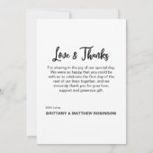 Collage モダン 4写真結婚S Thank You カード (裏面)