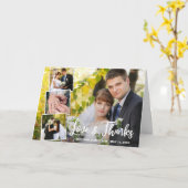 Collage モダン 4写真結婚S Thank You カード (黄色い花)