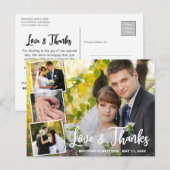 Collage モダン 4写真結婚S Thank You ポストカード (正面/裏面)