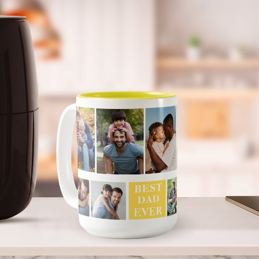 Collage 10 Photos Best Dad Ever, Funny Mug For Dad ツートーンマグカップ