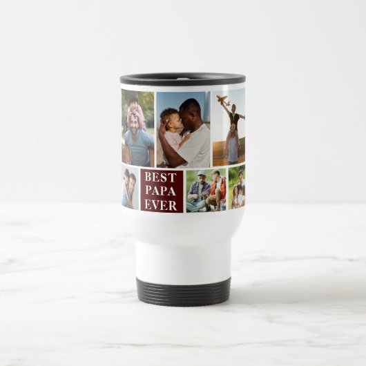 Collage 10 Photos Best Papa Ever トラベルマグ (中央)