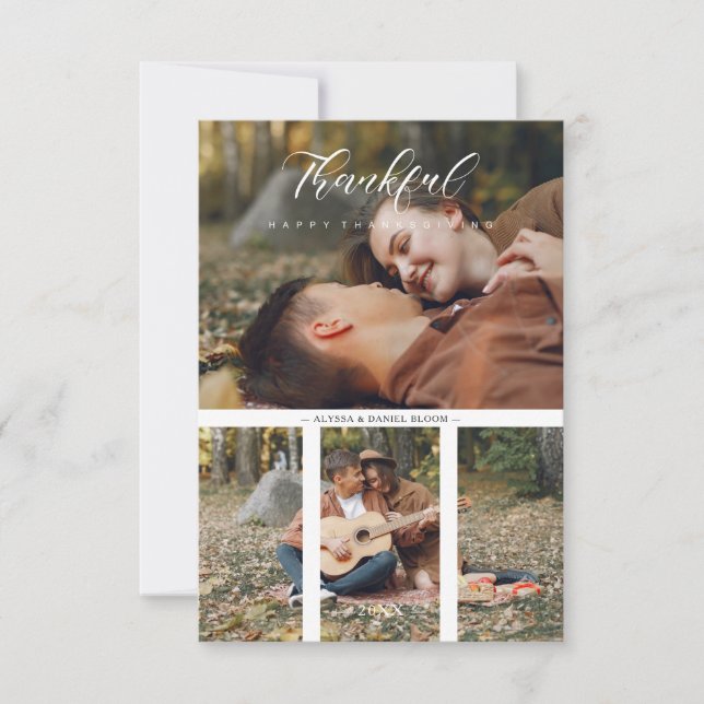 Collage 2 Photos Couple Happy Thanksgiving (正面)