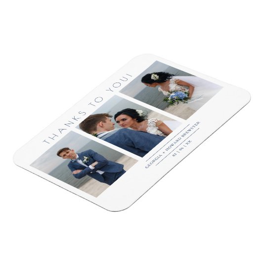 Collage 3写真モダンのミニマル結婚リストスクリプト マグネット (左側)