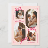 collage 4フォト数々の写真ピンクの弓オーバル写真 シーズンカード (正面)