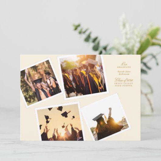 collage 4 photo frame elegant our graduate school 案内状 (スタンド正面)
