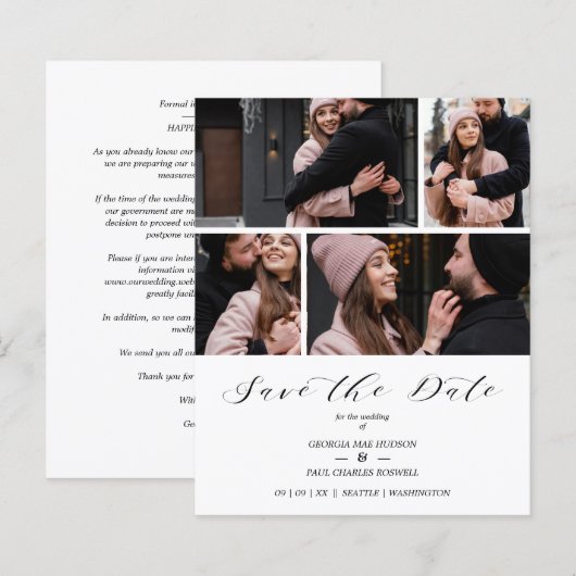 Collage 4 Photos Modern Couple Wedding (正面/裏面)
