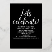 Collage 4 Photos Modern Script Graduation 箔招待状 (裏面)