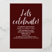 Collage 4 Photos Modern Script Graduation 箔招待状 (裏面)