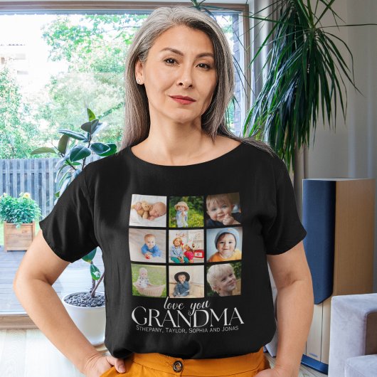 Collage 9 Photos for Grandma Love you Tシャツ