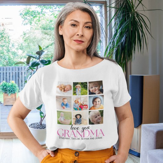 Collage 9 Photos for Grandma Love you Tシャツ