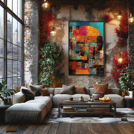 Collage Abstracto de Círculo Geométrico フォトプリント