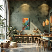 Collage Abstracto de Hojas y Círculo フォトプリント