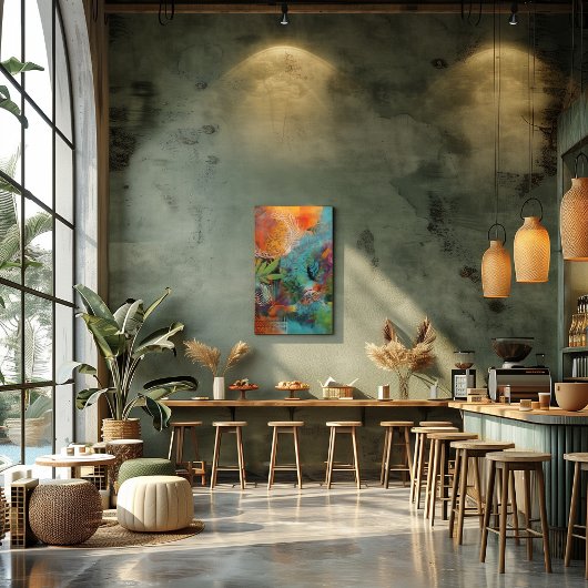 Collage Abstracto de Hojas y Círculo フォトプリント