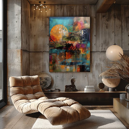 Collage Abstracto de Sol y Texturas フォトプリント