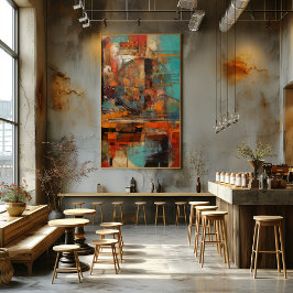 Collage Abstracto de Trazos y Círculos フォトプリント