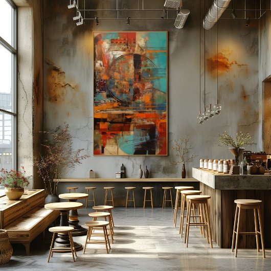 Collage Abstracto de Trazos y Círculos フォトプリント