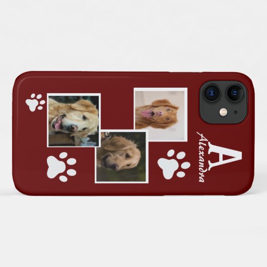 Collage de fotos de perro Monograma  Case-Mate iPhoneケース (裏面(横))