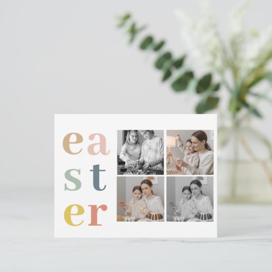 Collage Four Photos | Colorful Easter  ポストカード (スタンド正面)