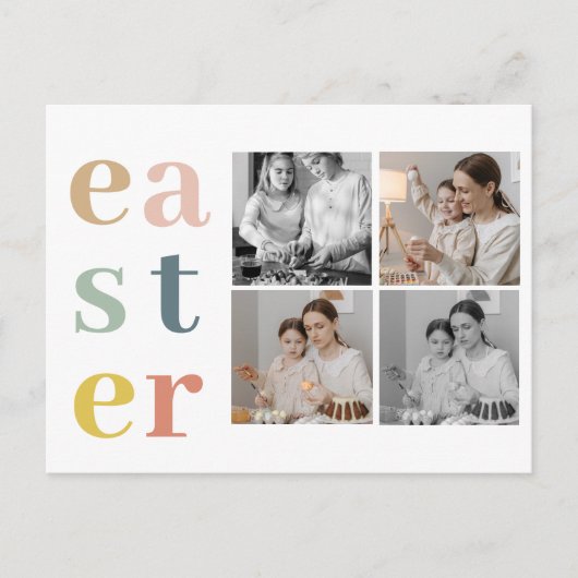 Collage Four Photos | Colorful Easter  ポストカード (正面)