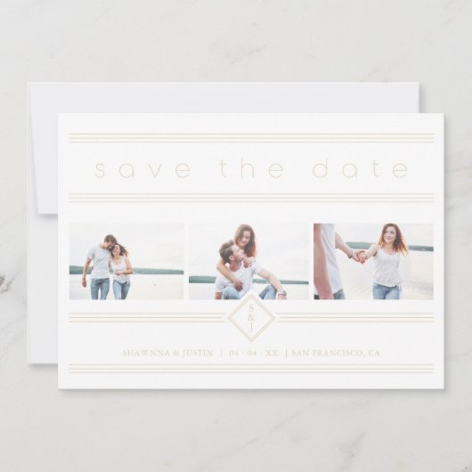 Collage Minimalist 3 Photos Couple Wedding Initial (正面)