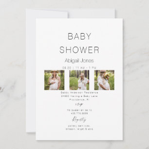 Collage Mom-to-be 3モダン Photo Baby Shower 招待状