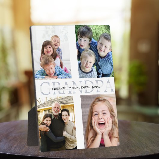 Collage of 4 photos grandchildren for grandfather フォトプラーク